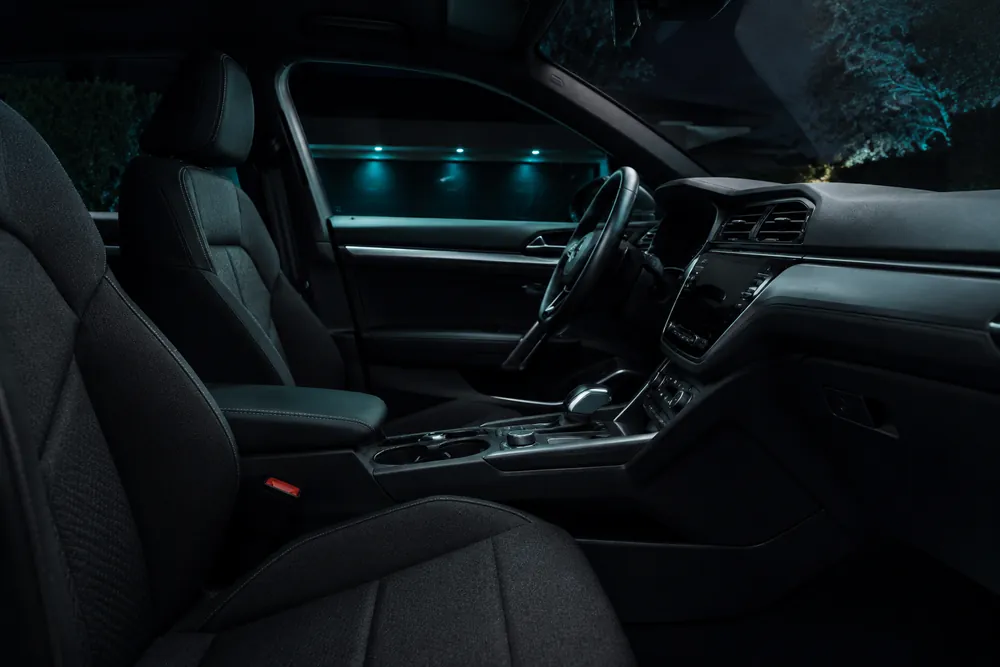 Spotless dark car interior after a deep clean